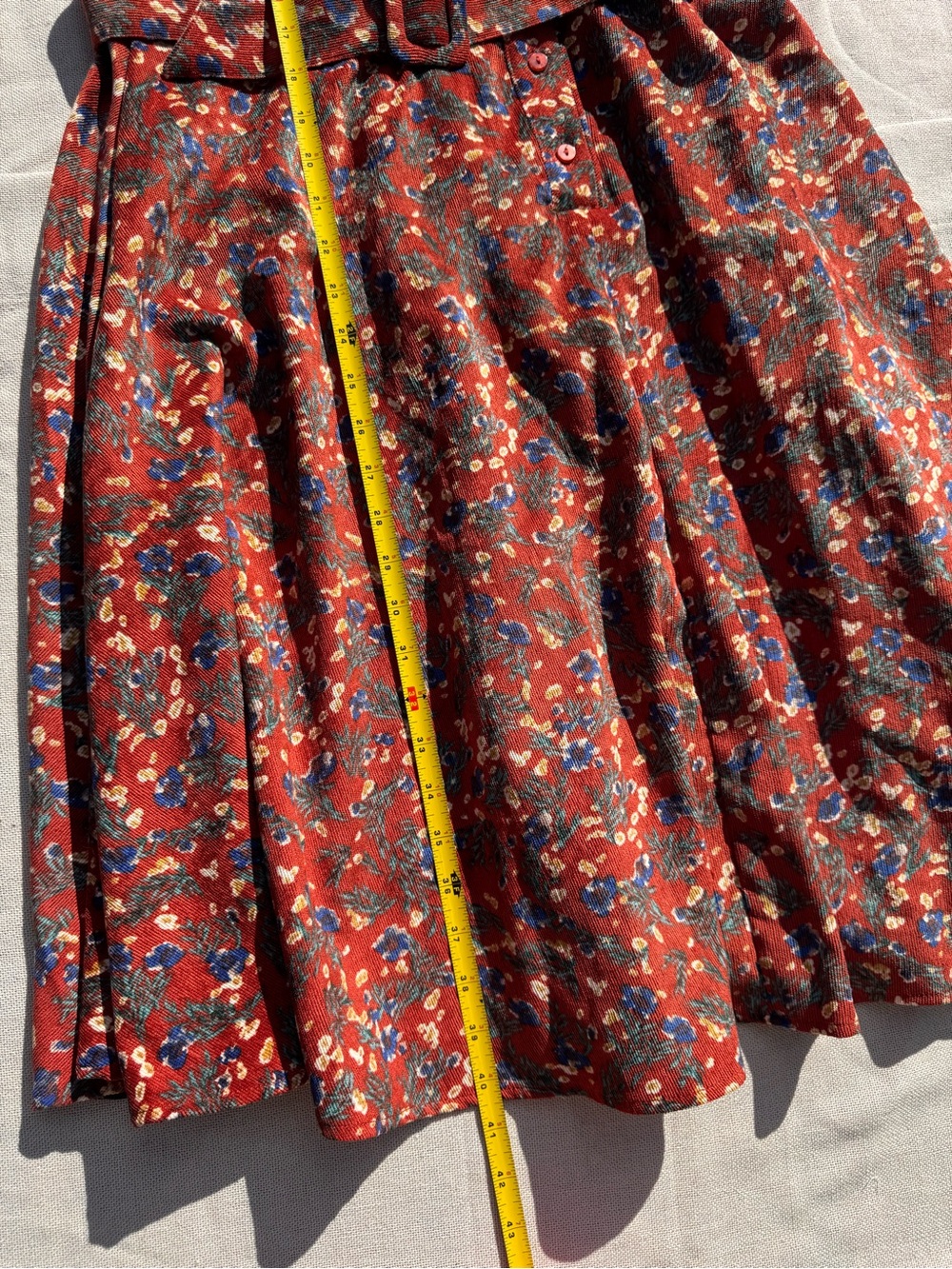 NWT ModCloth Rustic Elegance Casual Dress Cider Blossom Red Blue Floral Belted - Picture 12 of 12